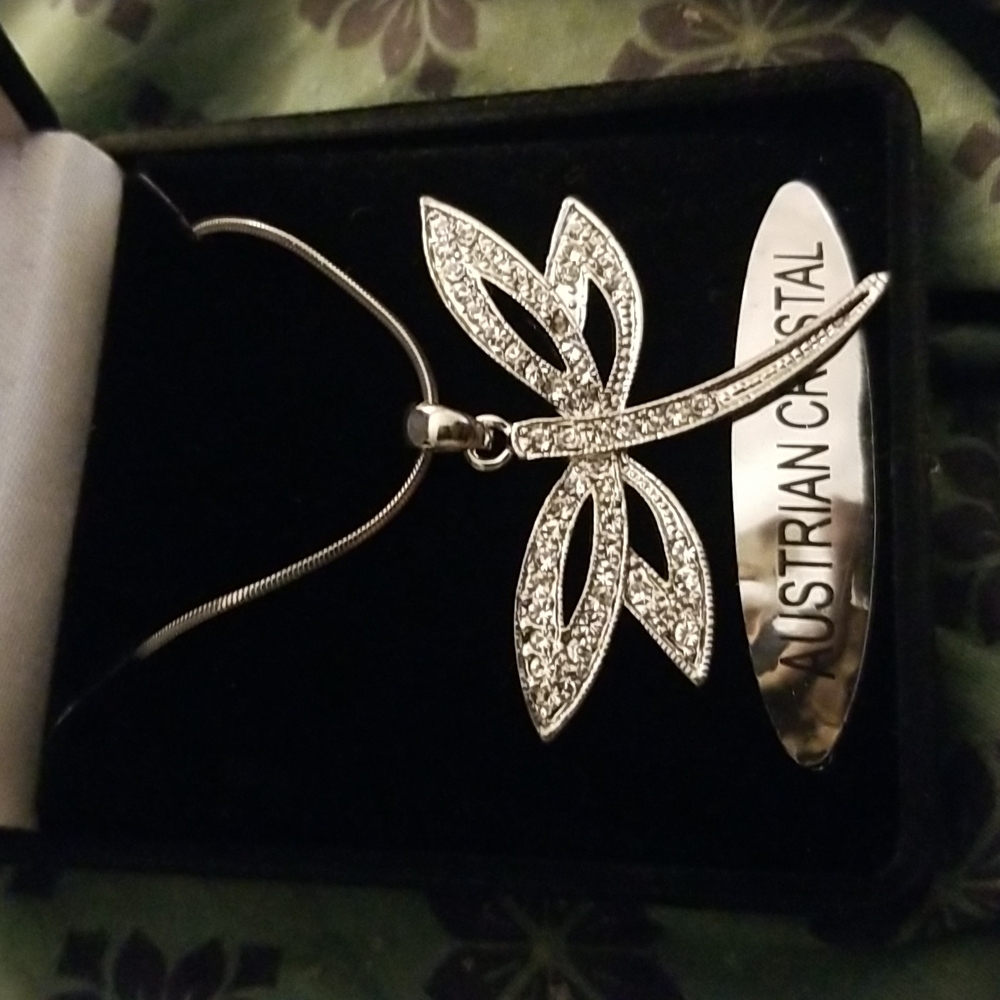Vintage Austrian Crystal Dragonfly Necklace